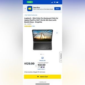 Logitech IPad Folio Keyboard 12.9 inch 6 generation